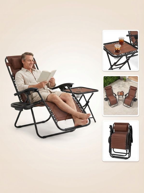 Набір садових лежаків зі столиком Ideal Garden TDC-2503 Коричневий