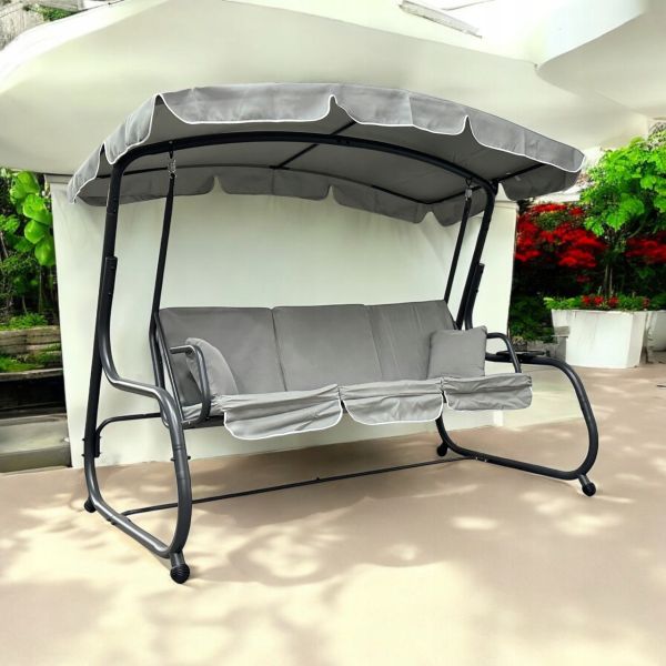 Садова гойдалка IdealGarden MAS-4026 3-х місна Світло-сірий