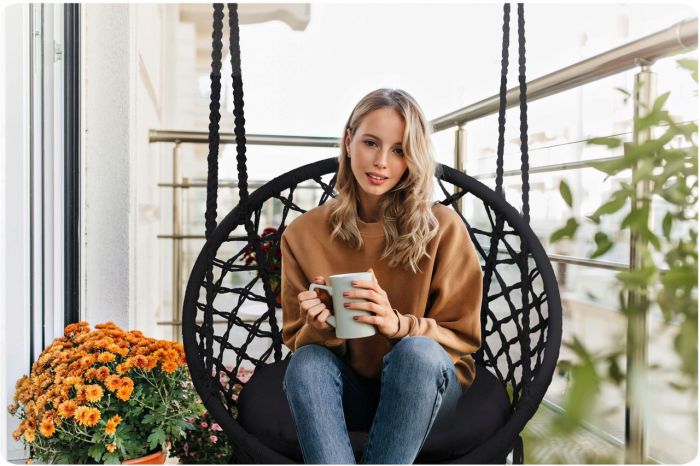 Підвісне крісло-гойдалка із подушкою BOHO 290011 Чорний