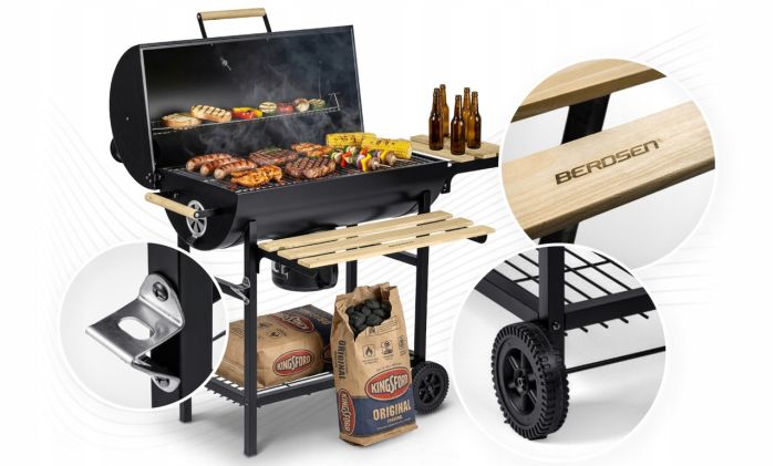 Садовий гриль-бочка Berdsen BD-895 Чорний